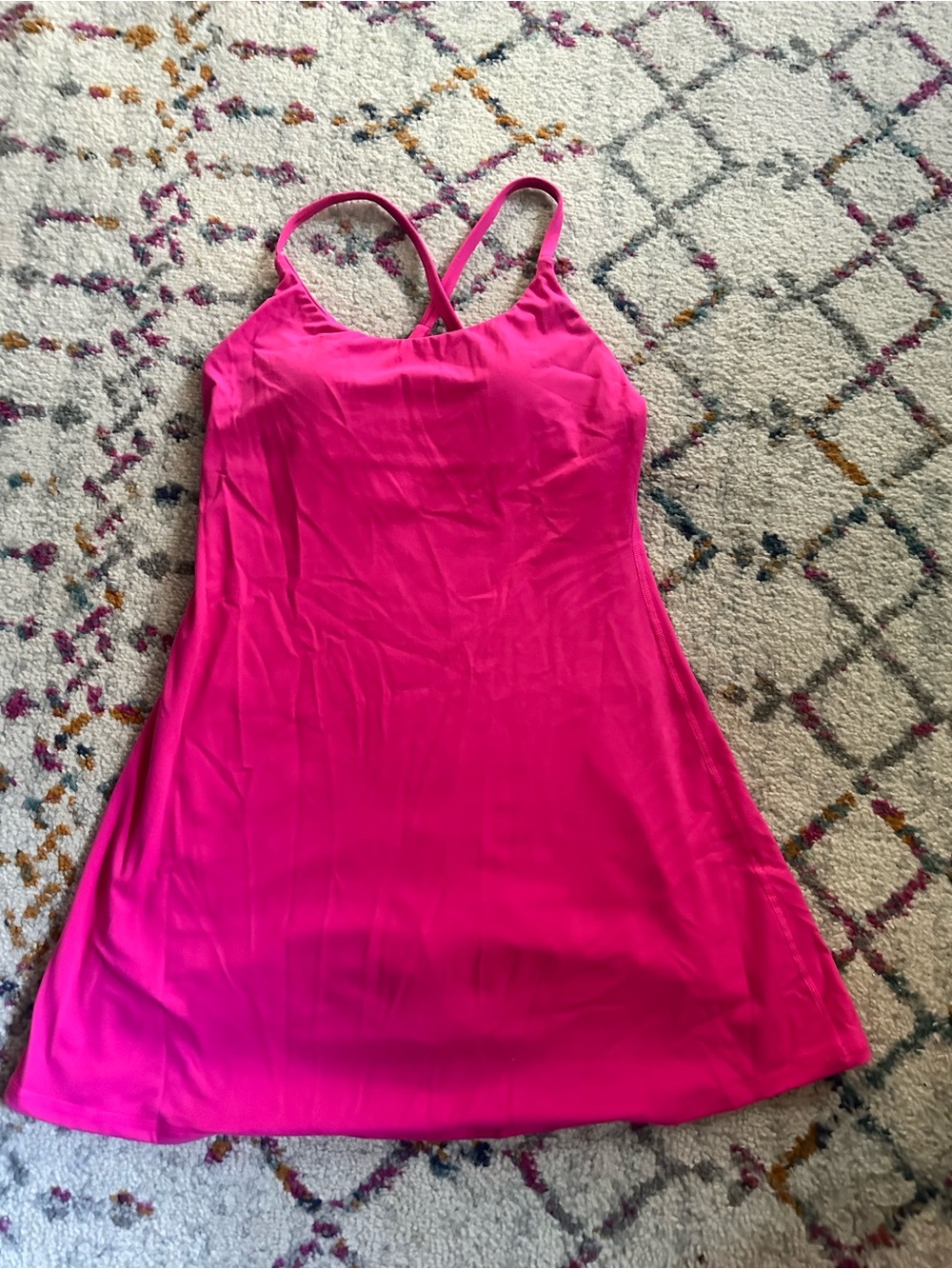HALARA Hot Pink Slip Dress with Cross Back Detail